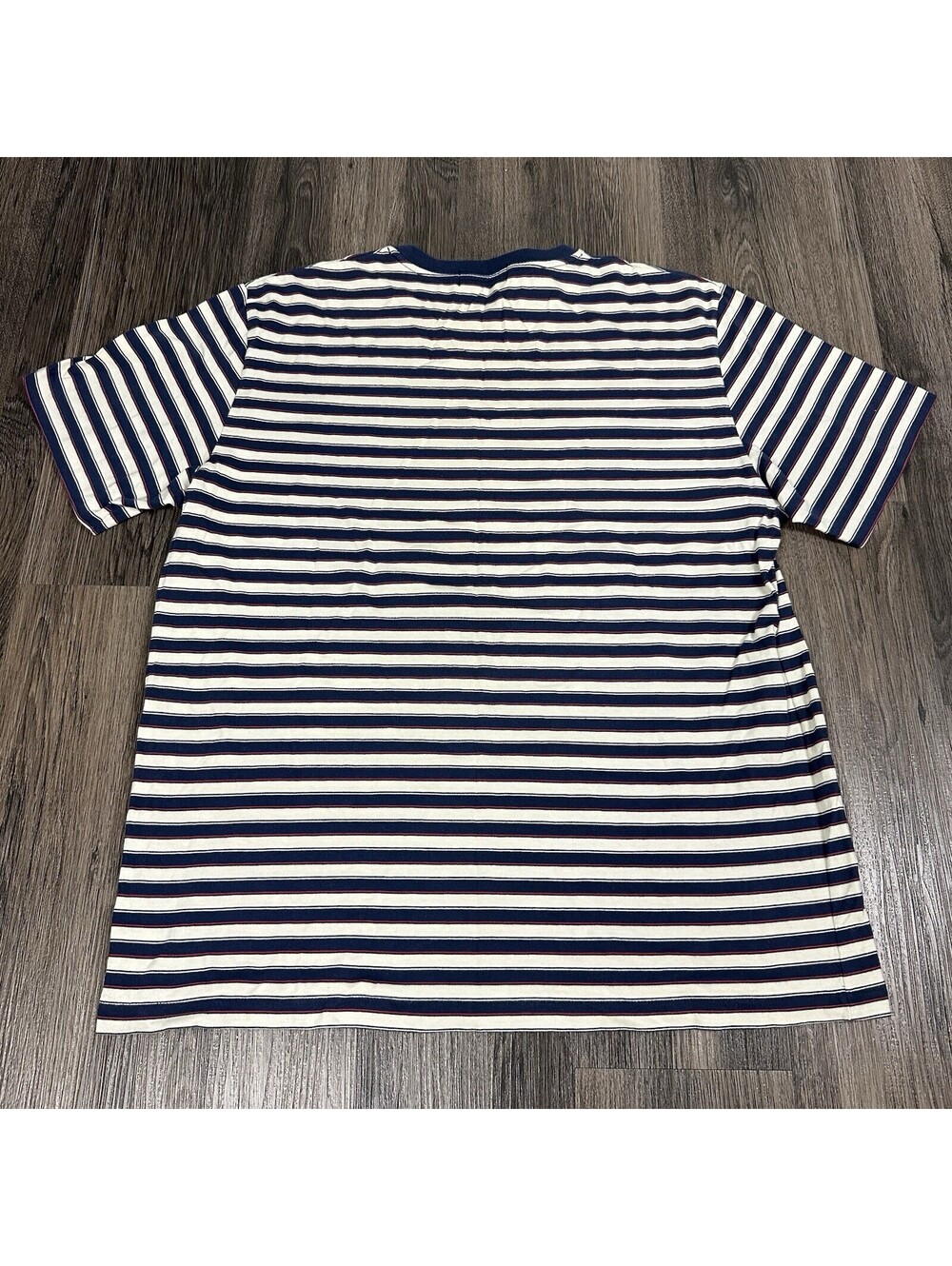 VTG Polo Ralph Lauren Men's Large Striped Cotton Crew T-Shirt Navy White USA - Picture 5 of 7